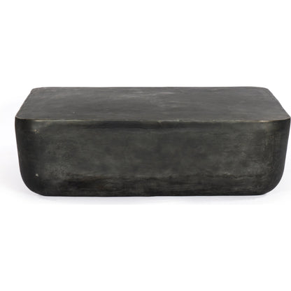 Basil Square Outdoor Coffee Table by Four Hands. Made from aluminum in a coastal style.
