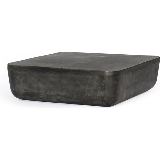 Basil Square Outdoor Coffee Table by Four Hands. Made from aluminum in a coastal style.