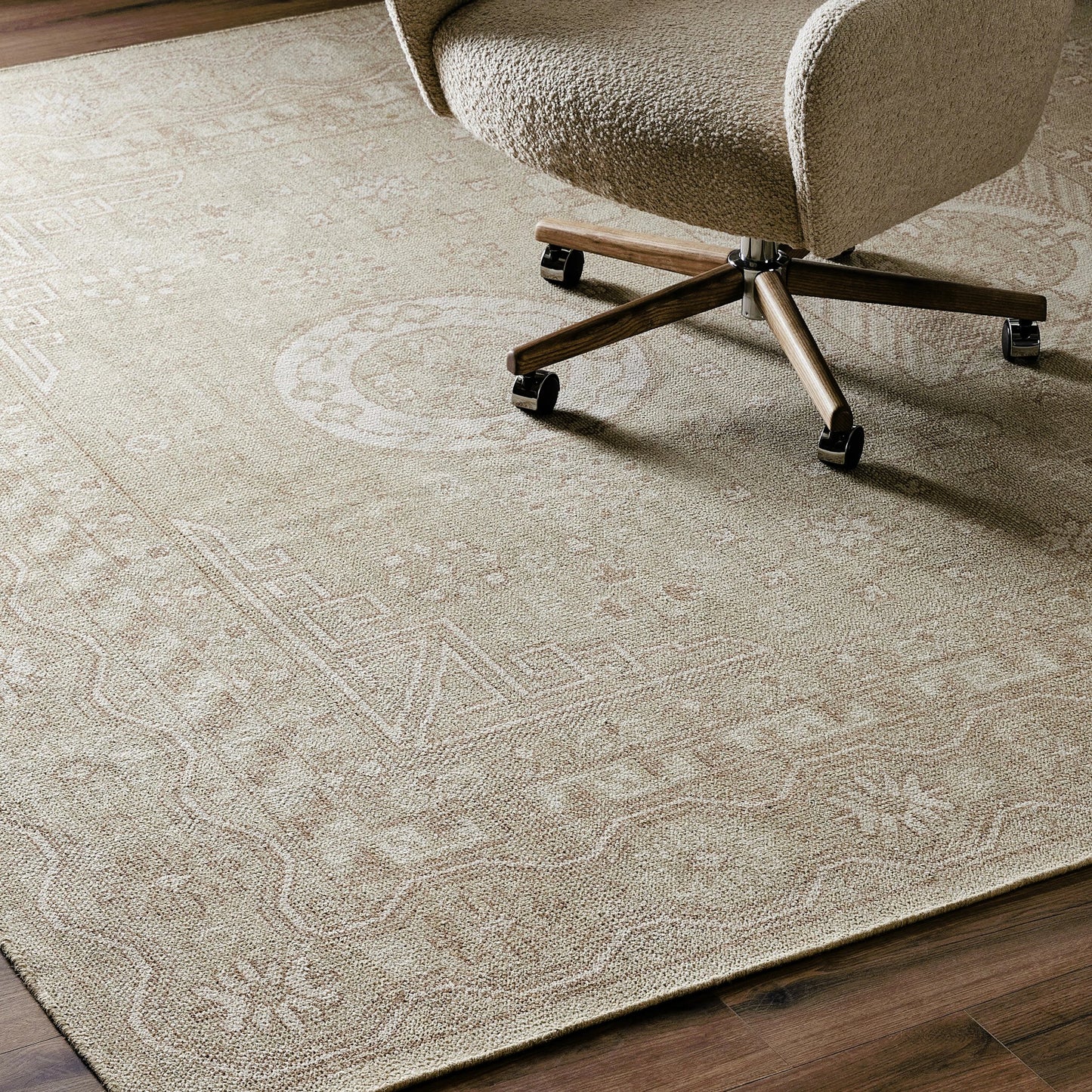 013 SI-2534902 | Lifestyle | Cortona Hand Knotted Rug by Four Hands. Made from 60% wool, 40% cotton in a unique style.