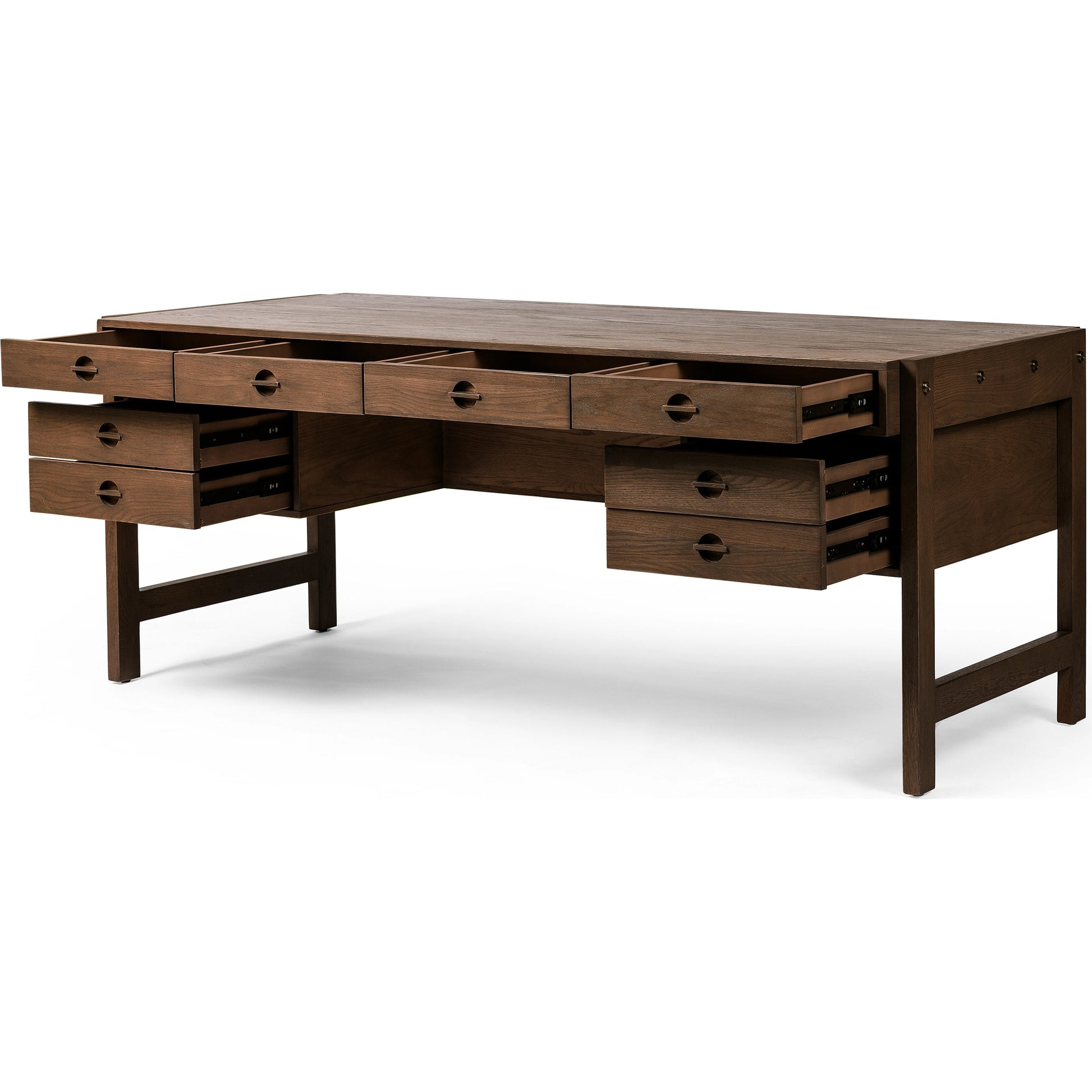 Oakley Desk by Four Hands in dark toasted oak. Made from oak veneer in a modern style.