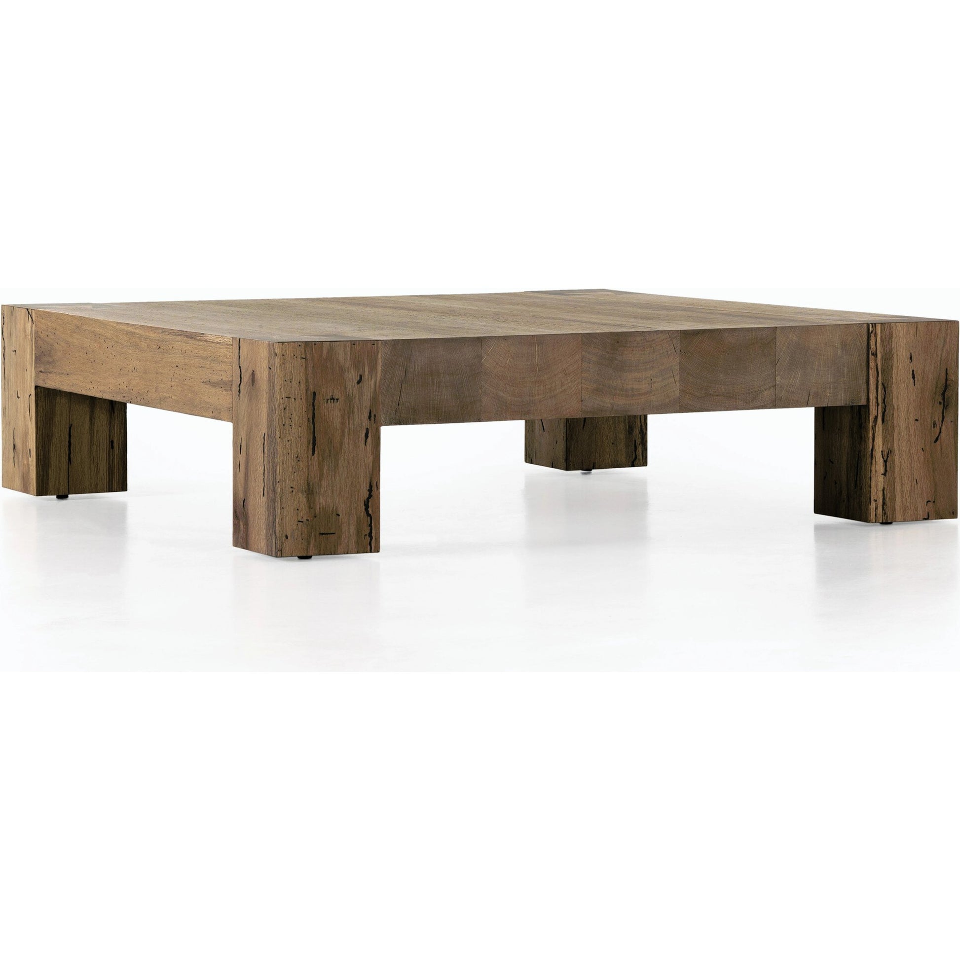 Abaso Coffee Table by Four Hands in ebony rustic wormwood oak. Made from thick oak veneer, engineered hardwood in a transitional style.