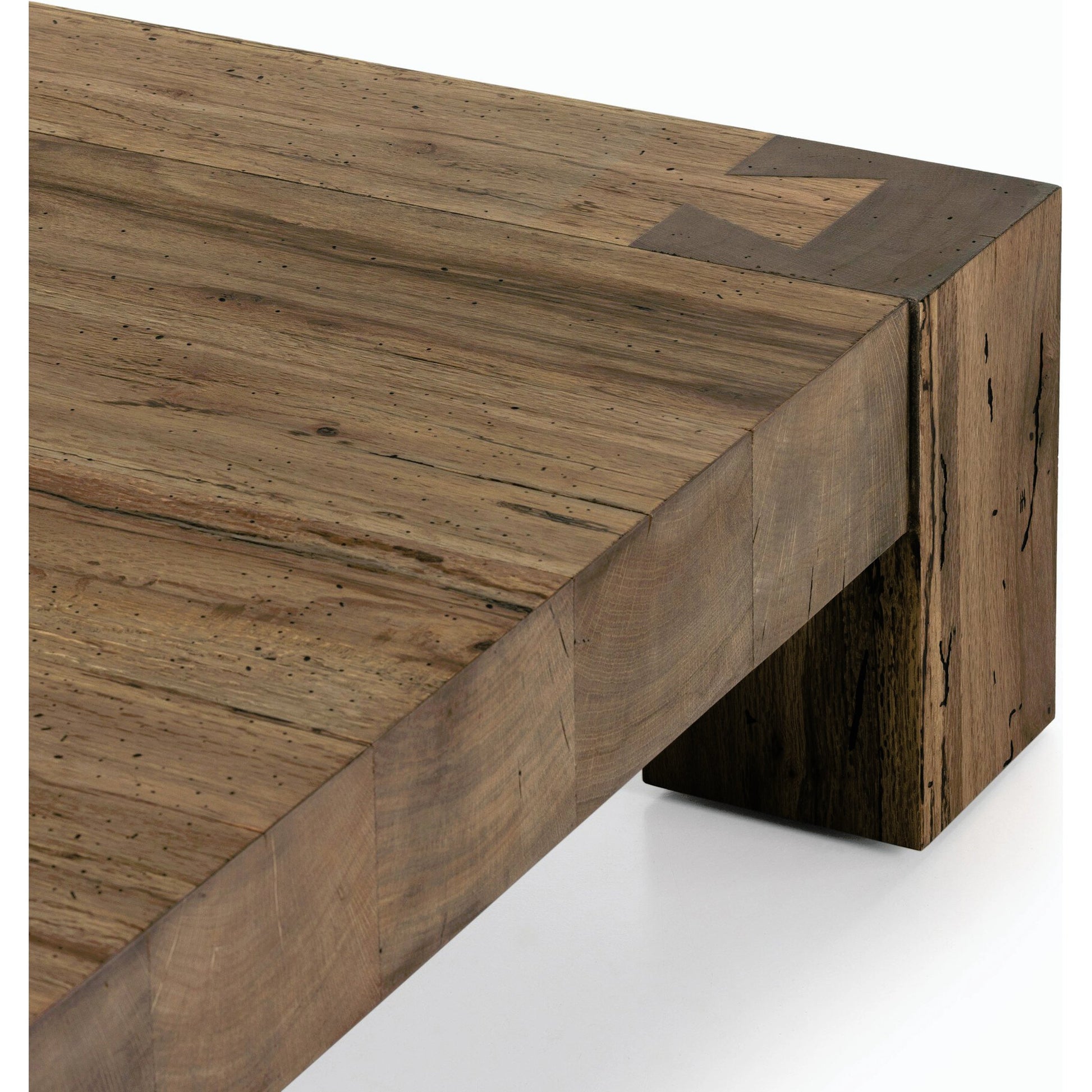 Abaso Coffee Table by Four Hands in ebony rustic wormwood oak. Made from thick oak veneer, engineered hardwood in a transitional style.
