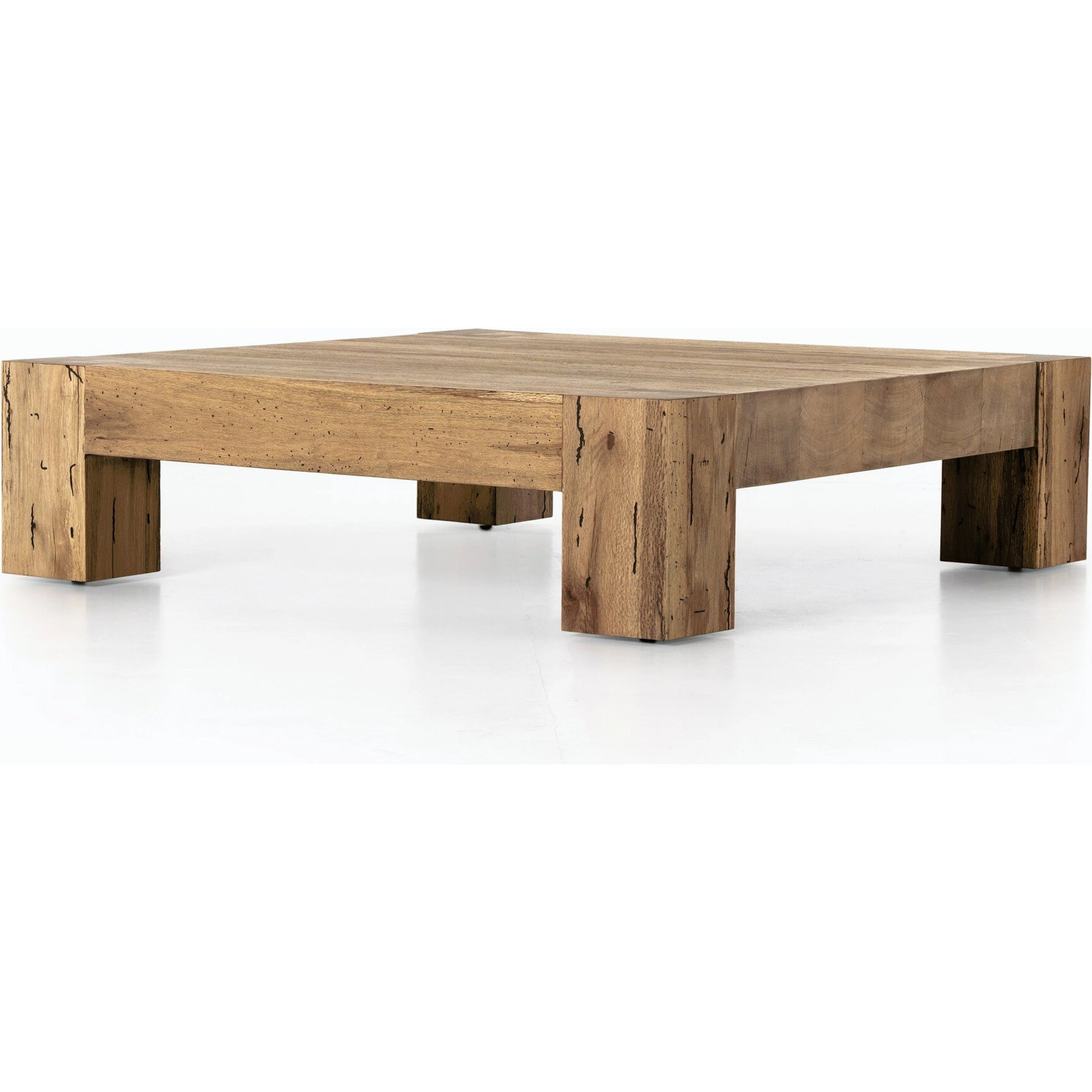 Abaso Coffee Table by Four Hands in ebony rustic wormwood oak. Made from thick oak veneer, engineered hardwood in a transitional style.