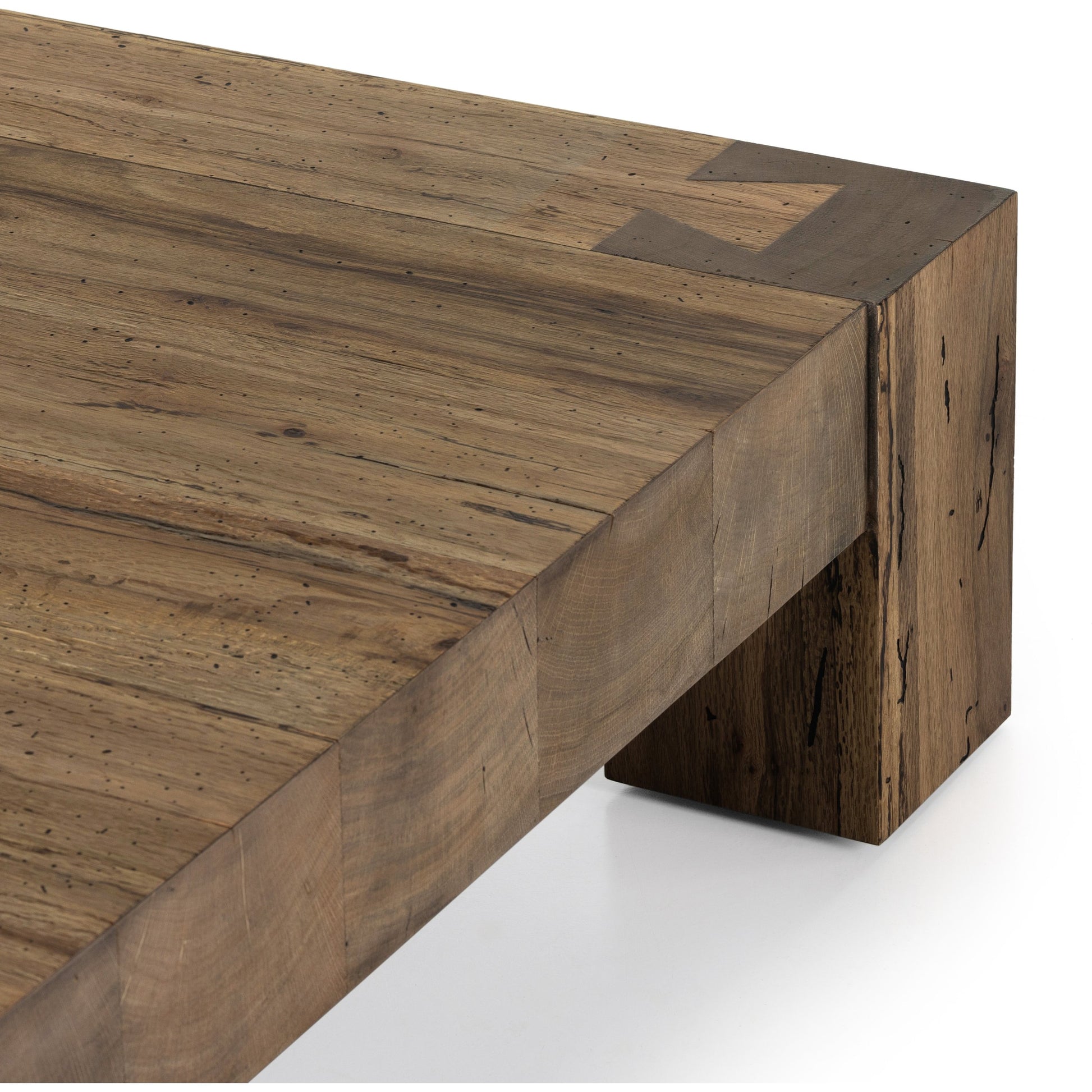 Abaso Coffee Table by Four Hands in ebony rustic wormwood oak. Made from thick oak veneer, engineered hardwood in a transitional style.