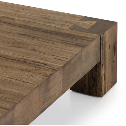 Abaso Coffee Table by Four Hands in ebony rustic wormwood oak. Made from thick oak veneer, engineered hardwood in a transitional style.