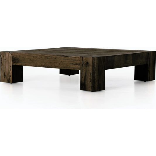 001 SI-1976980 | Primary Silo | Abaso Coffee Table by Four Hands in ebony rustic wormwood oak. Made from thick oak veneer, engineered hardwood in a transitional style.