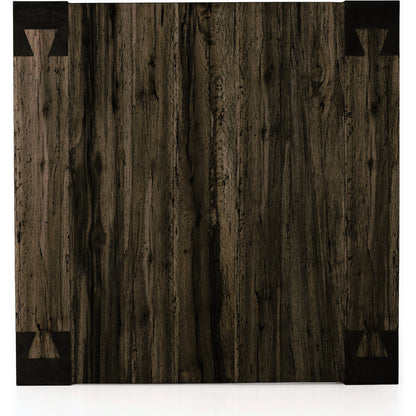 Abaso Coffee Table by Four Hands in ebony rustic wormwood oak. Made from thick oak veneer, engineered hardwood in a transitional style.