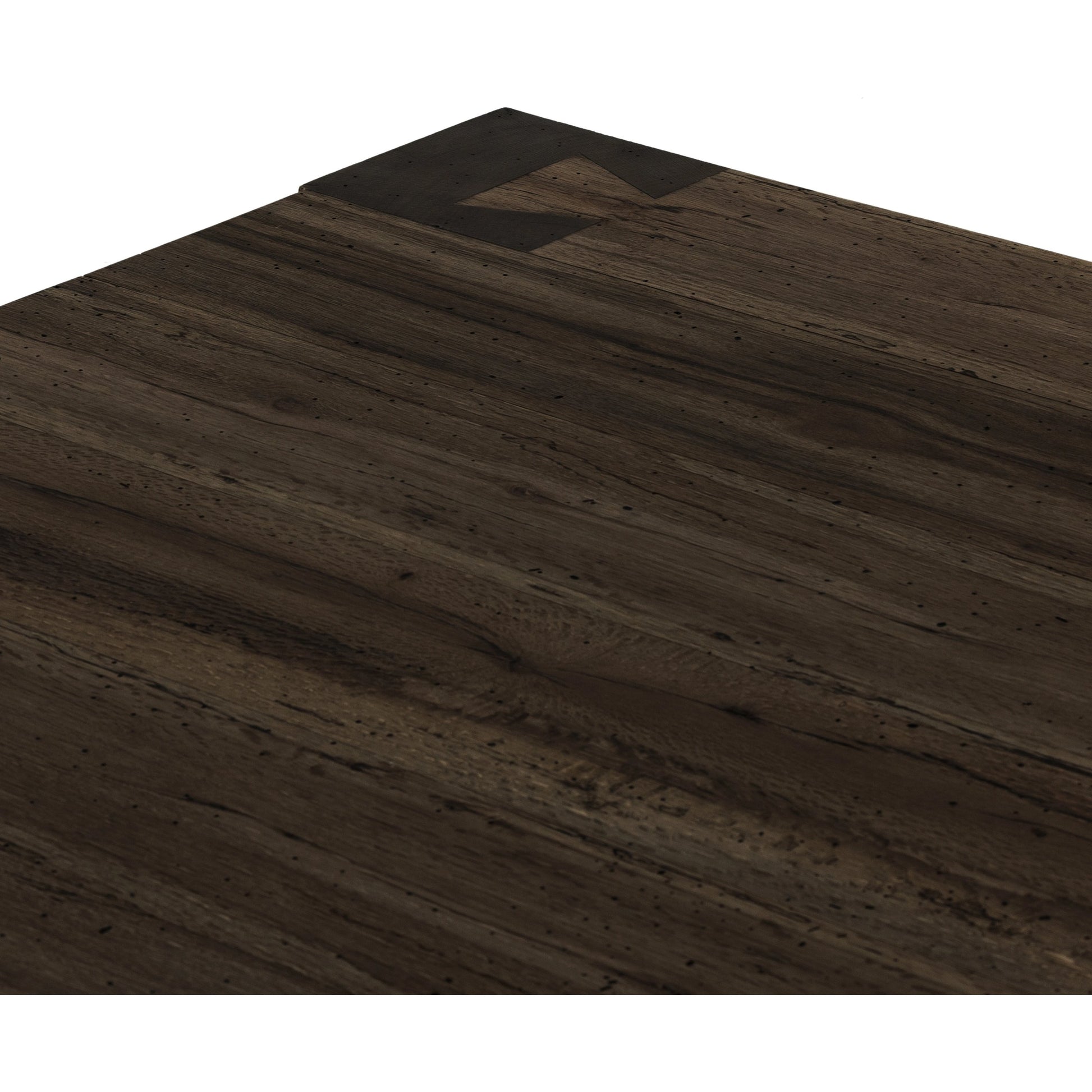 Abaso Coffee Table by Four Hands in ebony rustic wormwood oak. Made from thick oak veneer, engineered hardwood in a transitional style.