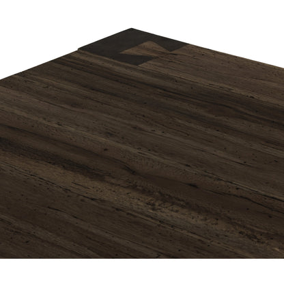 Abaso Coffee Table by Four Hands in ebony rustic wormwood oak. Made from thick oak veneer, engineered hardwood in a transitional style.