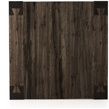 Abaso Coffee Table by Four Hands in ebony rustic wormwood oak. Made from thick oak veneer, engineered hardwood in a transitional style.