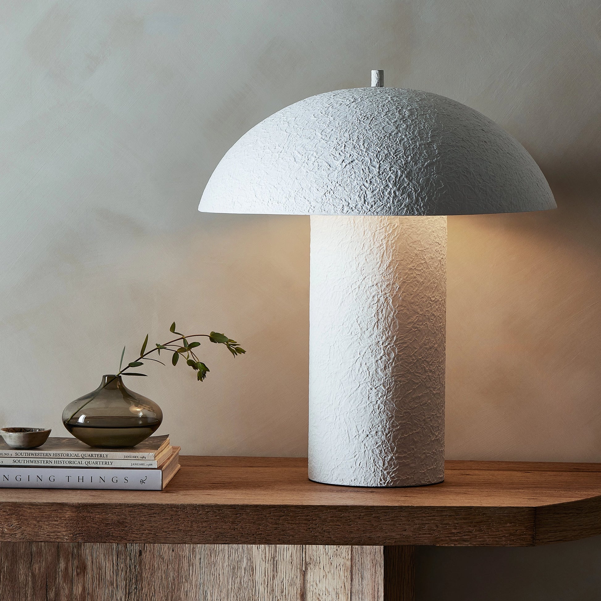 Santorini Table Lamp by Four Hands in matte white. Made from iron, thermoplastic in a modern style.