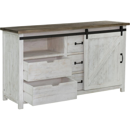 Provence Dresser with 1 Door by LH Imports in white, brown. Made from reclaimed pine in a cottage & farmhouse style.