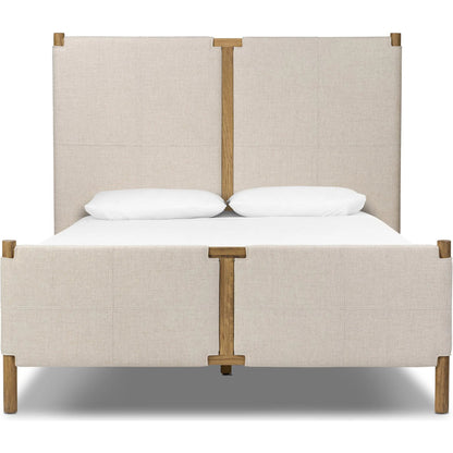 Salado Bed by Four Hands in antigo natural, worn oak. Made from 53% polyester, 30% acrylic, 17% flax/linen, solid oak in a transitional style.