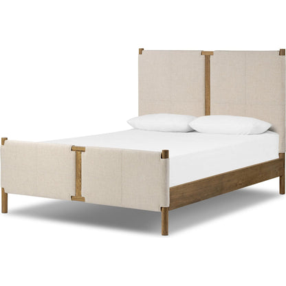 Salado Bed by Four Hands in antigo natural, worn oak. Made from 53% polyester, 30% acrylic, 17% flax/linen, solid oak in a transitional style.