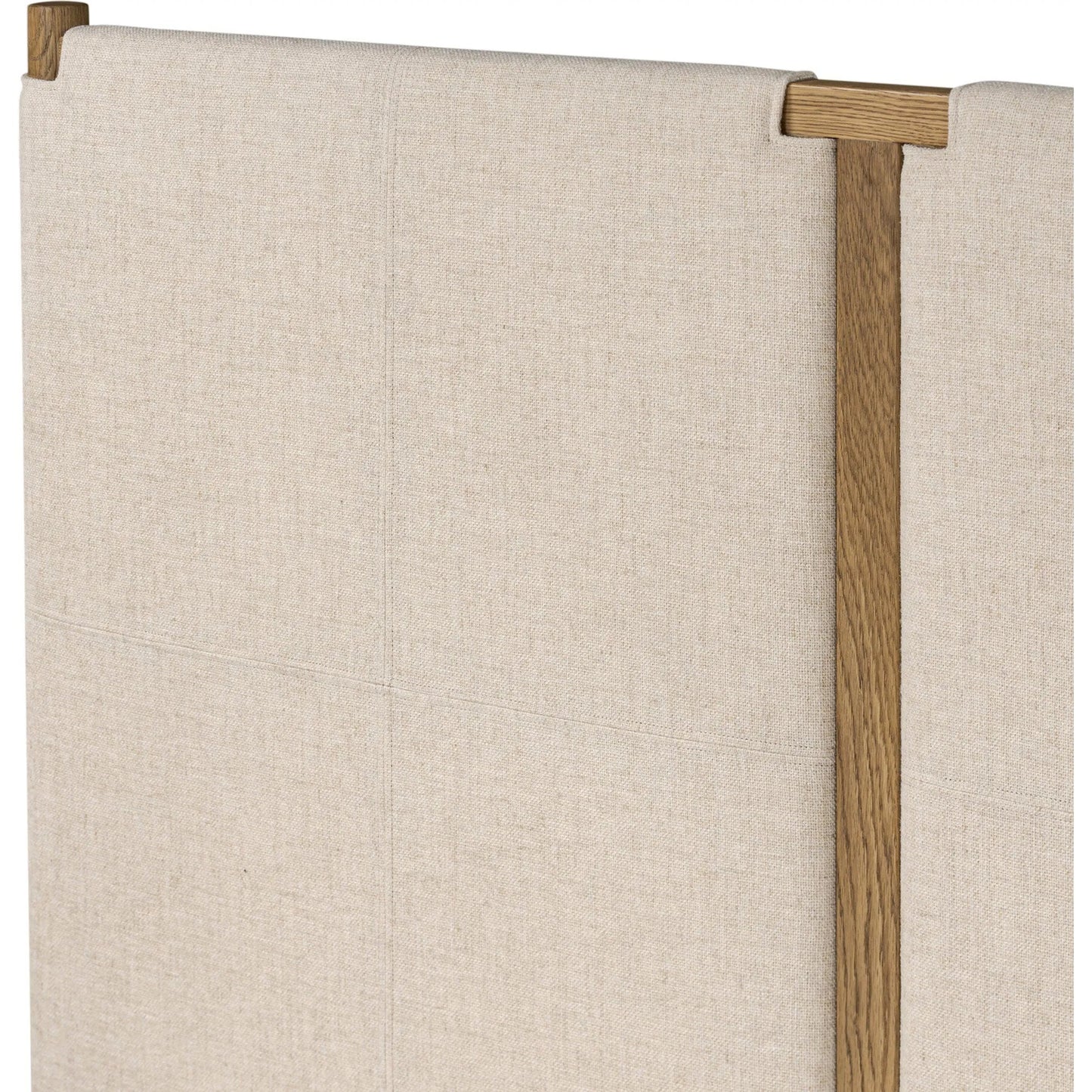 010 SI-2519302 | Closeup | Salado Bed by Four Hands in antigo natural, worn oak. Made from 53% polyester, 30% acrylic, 17% flax/linen, solid oak in a transitional style.