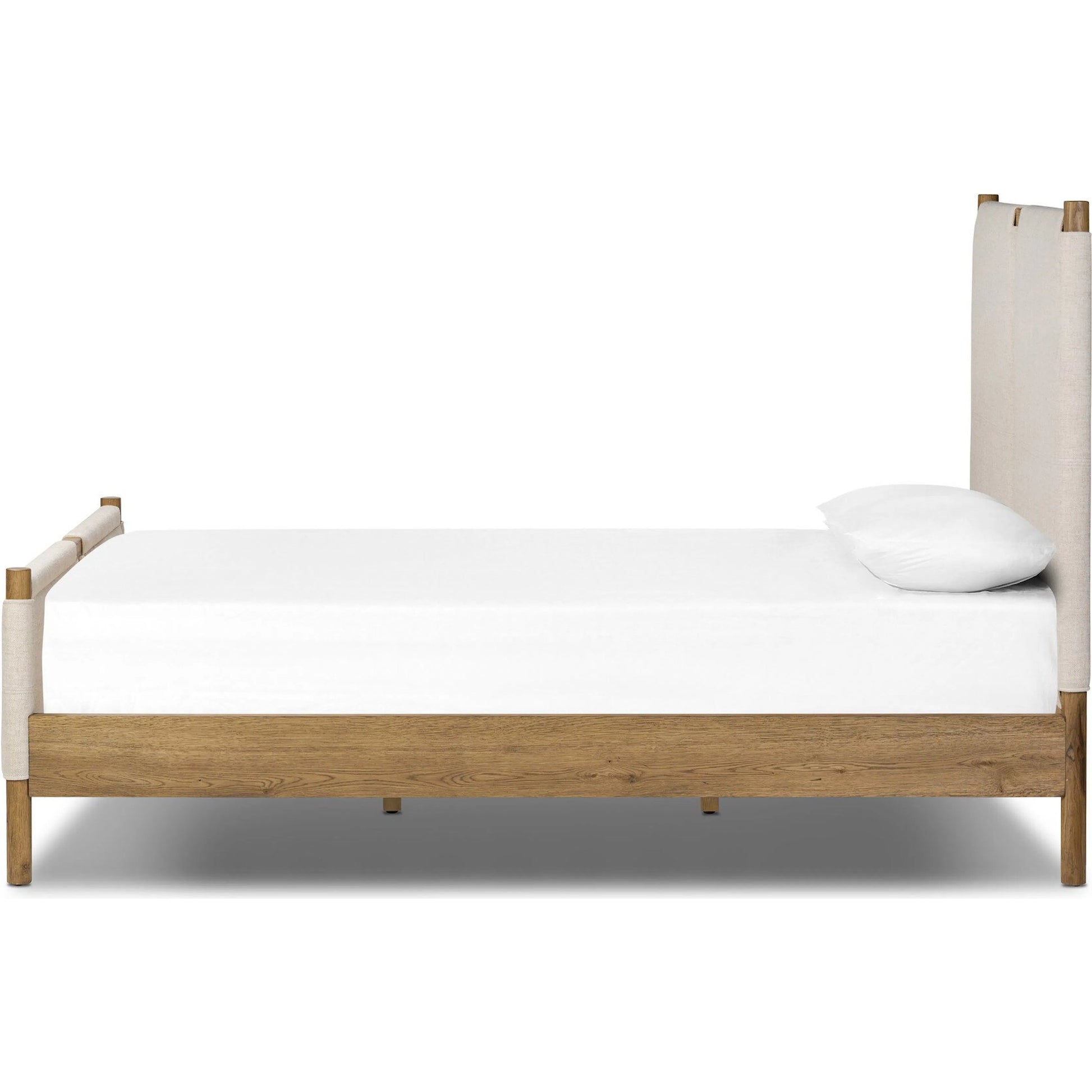 Salado Bed by Four Hands in antigo natural, worn oak. Made from 53% polyester, 30% acrylic, 17% flax/linen, solid oak in a transitional style.