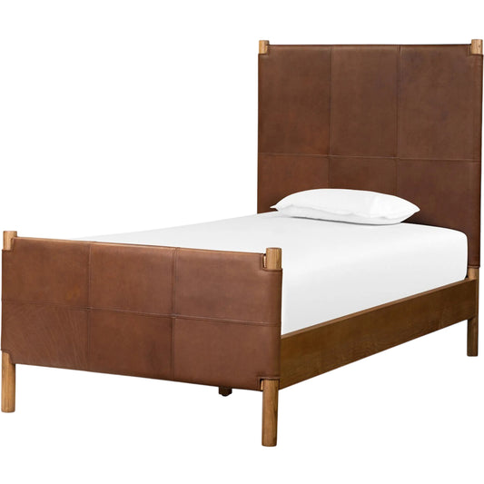 Salado Bed by Four Hands in heirloom sienna, natural ash solid. Made from top grain leather, solid ash in a unique style.
