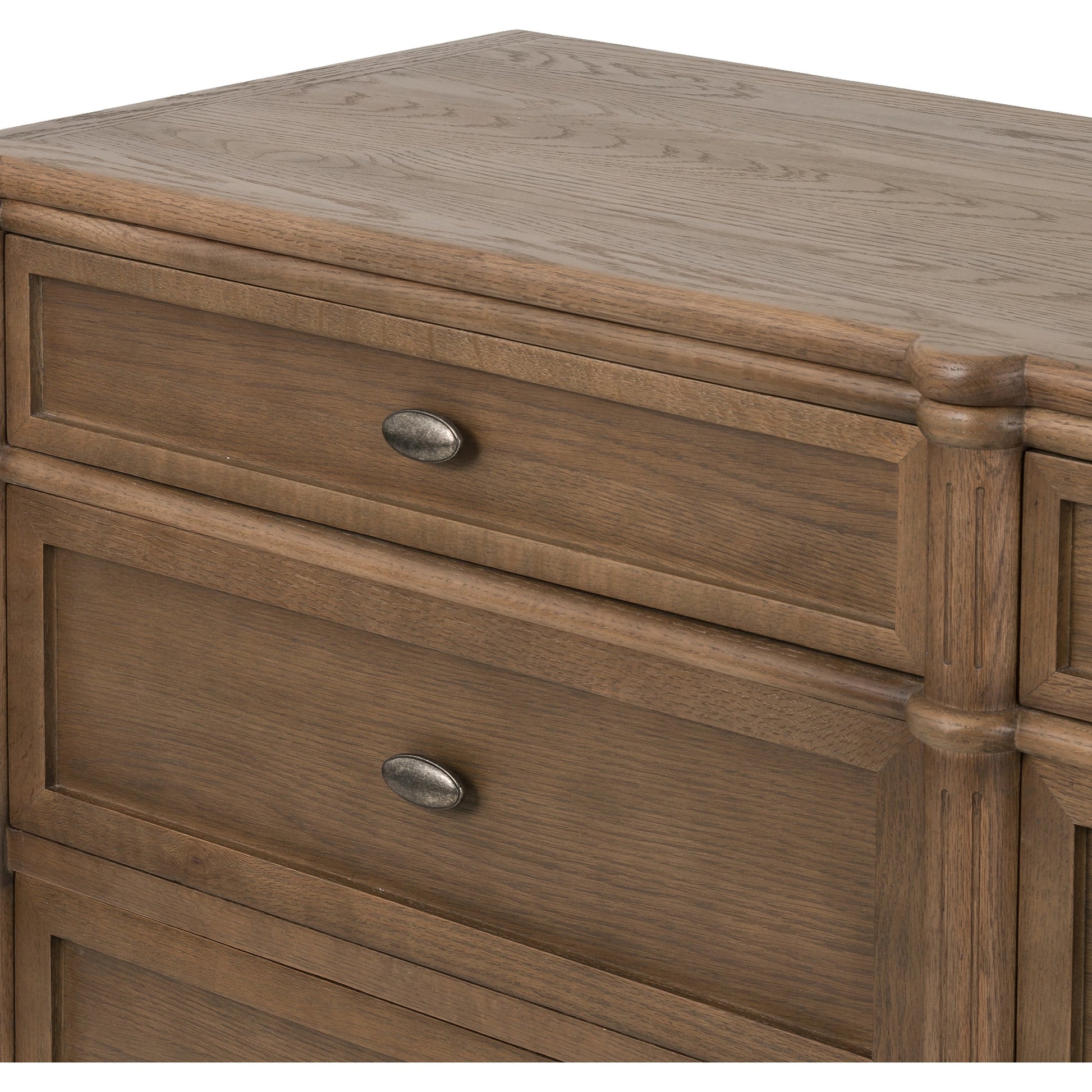 Toulouse 9 Drawer Dresser by Four Hands. Made from solid oak, oak veneer, zinc alloy in a modern style.