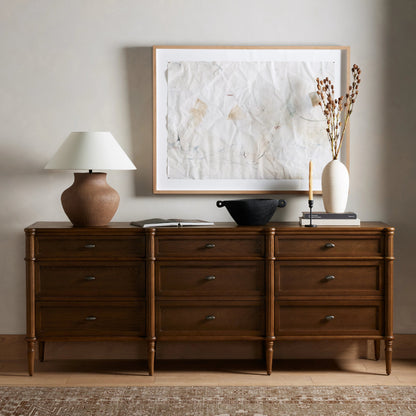 Toulouse 9 Drawer Dresser by Four Hands. Made from solid oak, oak veneer, zinc alloy in a modern style.