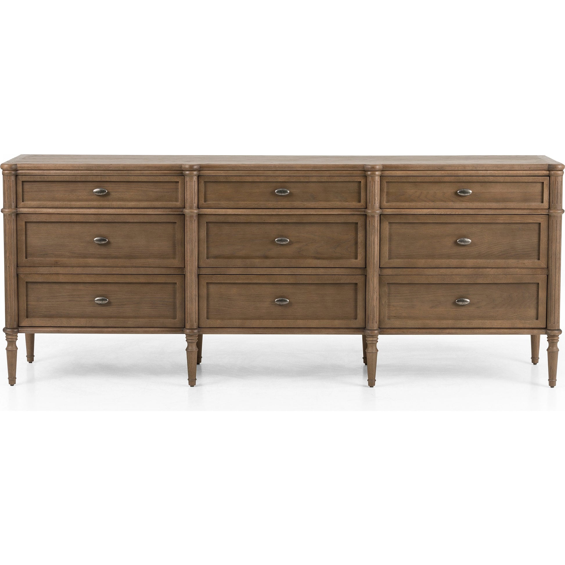 Toulouse 9 Drawer Dresser by Four Hands. Made from solid oak, oak veneer, zinc alloy in a modern style.