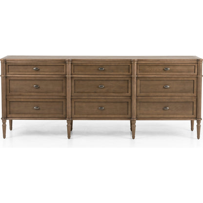 Toulouse 9 Drawer Dresser by Four Hands. Made from solid oak, oak veneer, zinc alloy in a modern style.