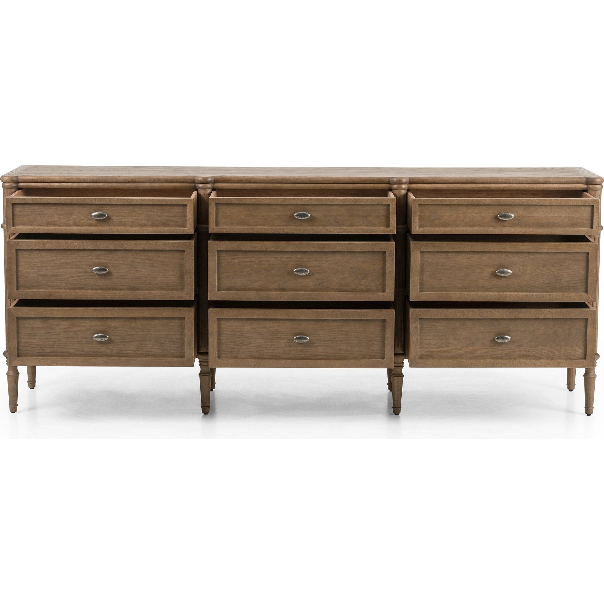 Toulouse 9 Drawer Dresser by Four Hands. Made from solid oak, oak veneer, zinc alloy in a modern style.