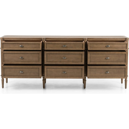 Toulouse 9 Drawer Dresser by Four Hands. Made from solid oak, oak veneer, zinc alloy in a modern style.