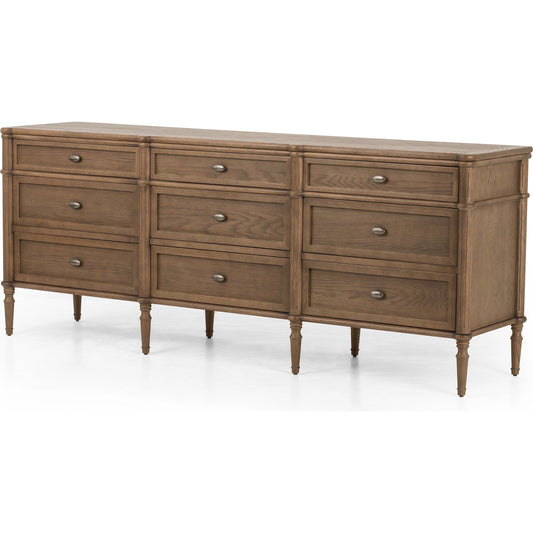 Toulouse 9 Drawer Dresser by Four Hands. Made from solid oak, oak veneer, zinc alloy in a modern style.