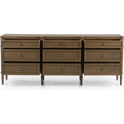 Toulouse 9 Drawer Dresser by Four Hands. Made from solid oak, oak veneer, zinc alloy in a modern style.