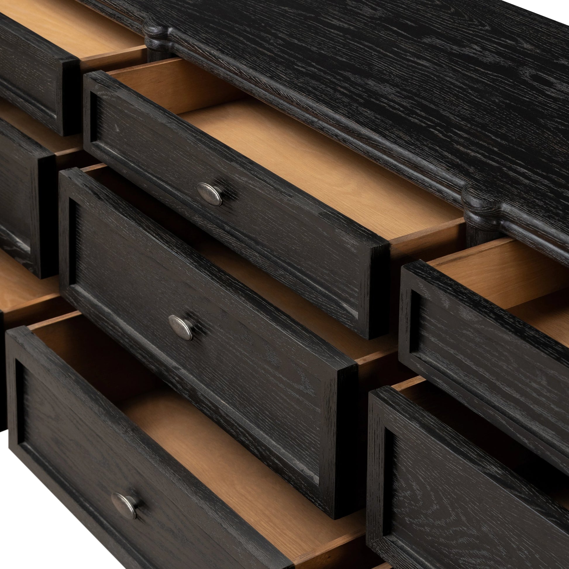 Toulouse 9 Drawer Dresser by Four Hands. Made from solid oak, oak veneer, zinc alloy in a modern style.