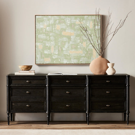 Toulouse 9 Drawer Dresser by Four Hands. Made from solid oak, oak veneer, zinc alloy in a modern style.