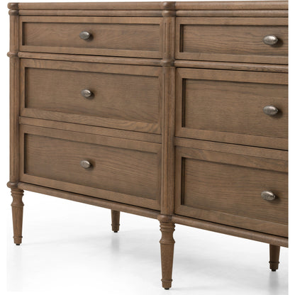 Toulouse 6 Drawer Dresser by Four Hands in toasted oak. Made from solid oak, oak veneer, zinc alloy in a modern style.