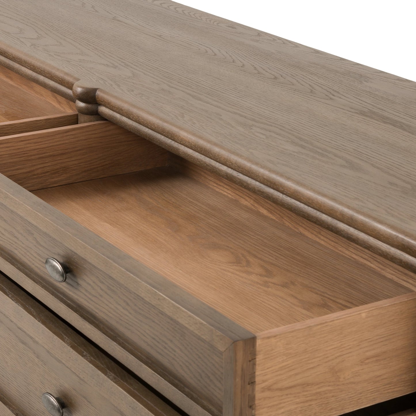 009 SI-1980749 | Additional Silo | Toulouse 6 Drawer Dresser by Four Hands in toasted oak. Made from solid oak, oak veneer, zinc alloy in a modern style.
