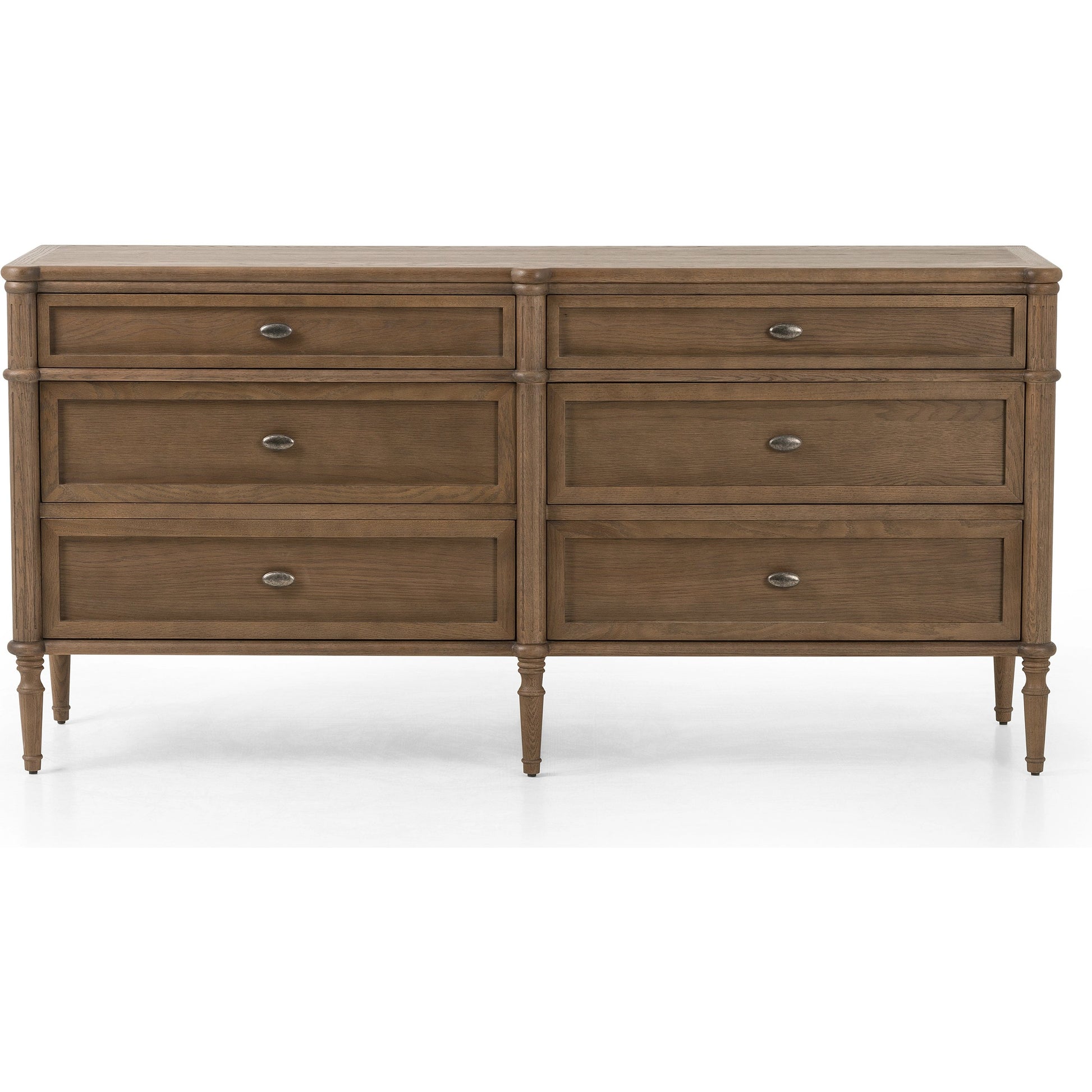 Toulouse 6 Drawer Dresser by Four Hands in toasted oak. Made from solid oak, oak veneer, zinc alloy in a modern style.