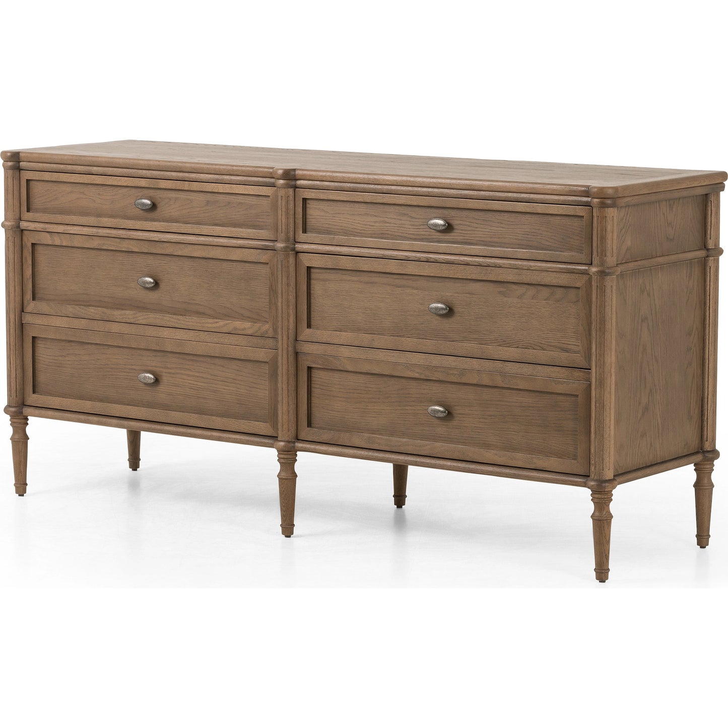 001 SI-1980749 | Additional Silo | Toulouse 6 Drawer Dresser by Four Hands in toasted oak. Made from solid oak, oak veneer, zinc alloy in a modern style.