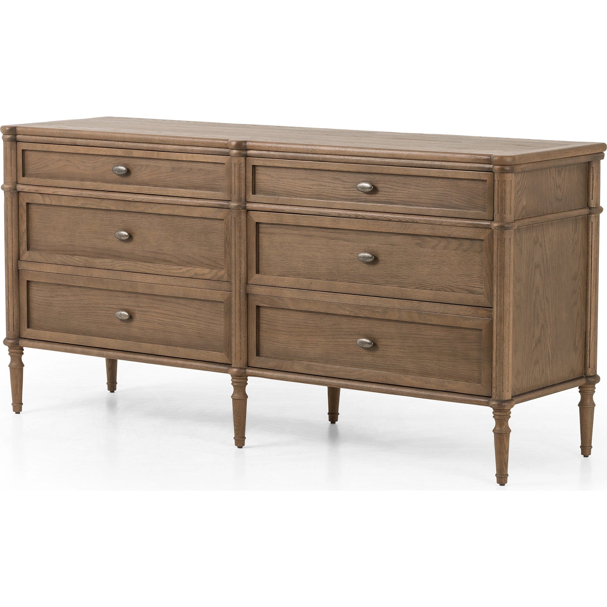 Toulouse 6 Drawer Dresser by Four Hands in toasted oak. Made from solid oak, oak veneer, zinc alloy in a modern style.