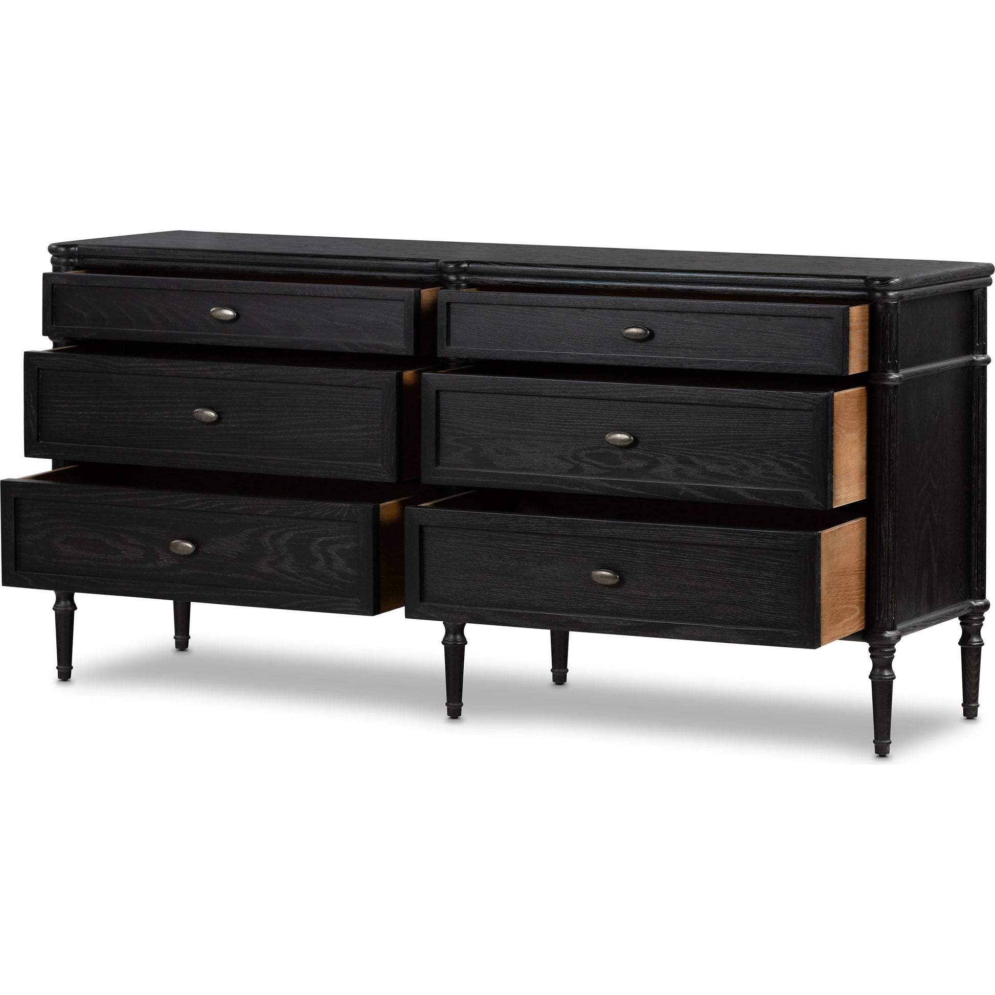 Toulouse 6 Drawer Dresser by Four Hands in toasted oak. Made from solid oak, oak veneer, zinc alloy in a modern style.