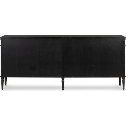 Toulouse Sideboard by Four Hands in distressed black. Made from oak veneer, solid oak, zinc alloy in a modern style.