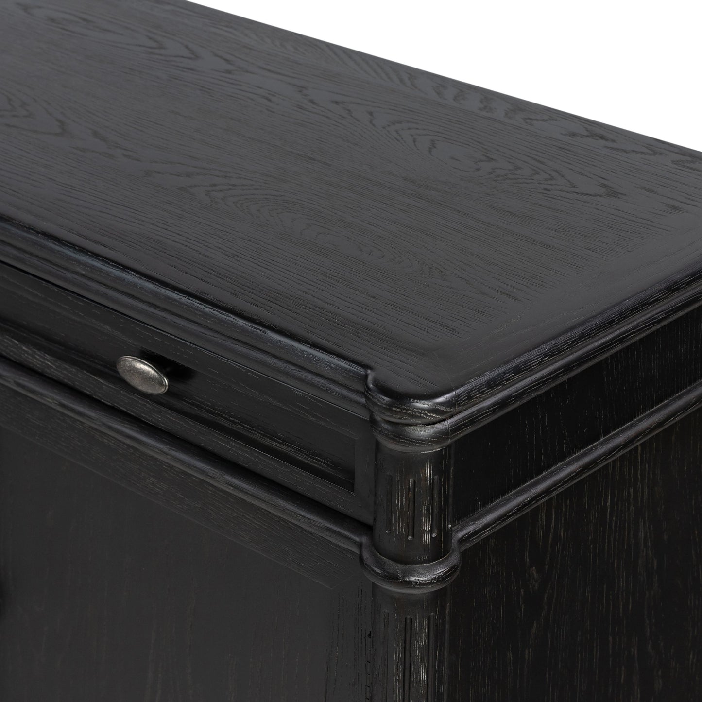 006 SI-1977876 | Additional Silo | Toulouse Sideboard by Four Hands in distressed black. Made from oak veneer, solid oak, zinc alloy in a modern style.