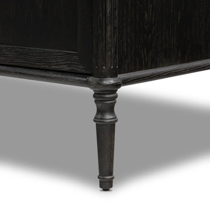 Toulouse Sideboard by Four Hands in distressed black. Made from oak veneer, solid oak, zinc alloy in a modern style.
