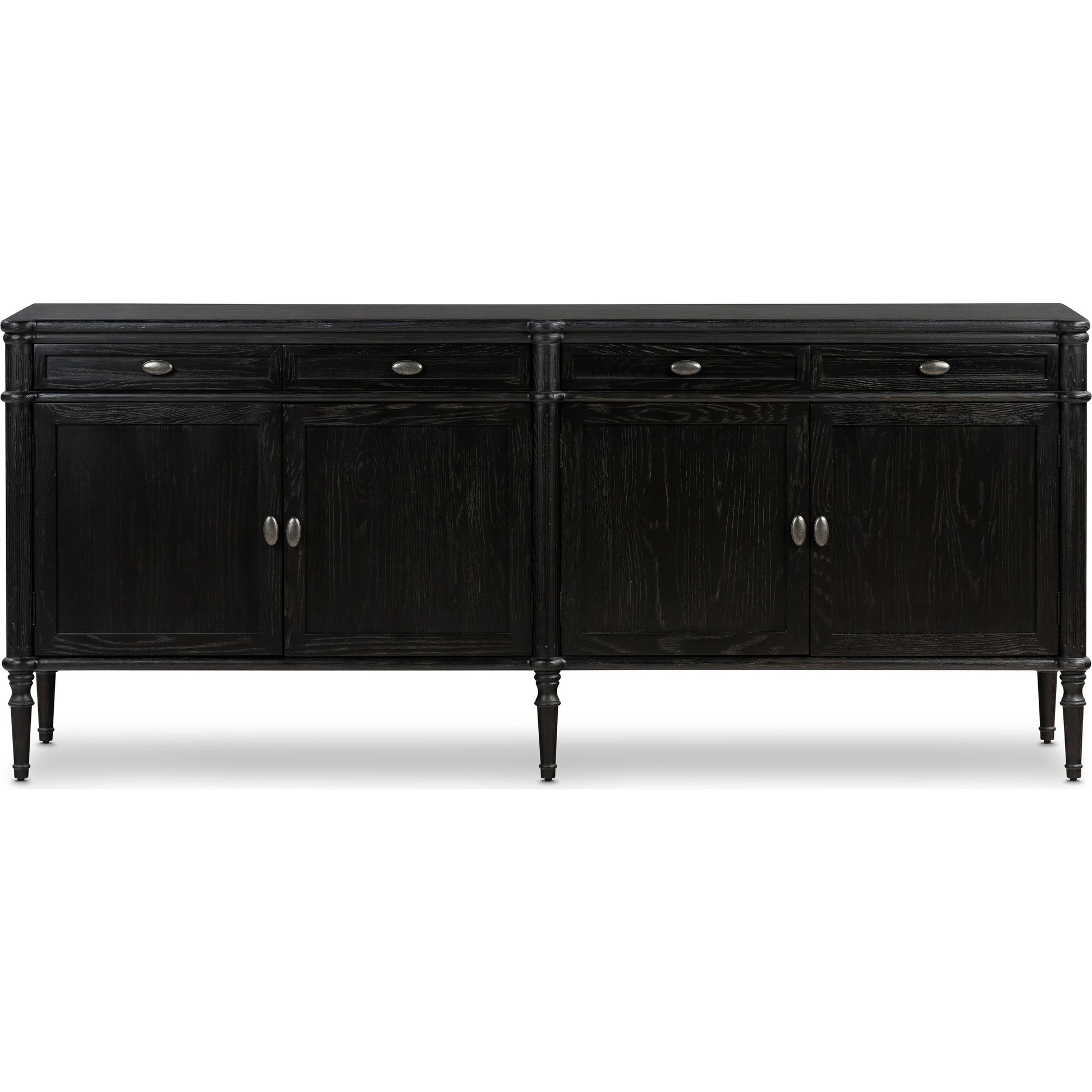 Toulouse Sideboard by Four Hands in distressed black. Made from oak veneer, solid oak, zinc alloy in a modern style.
