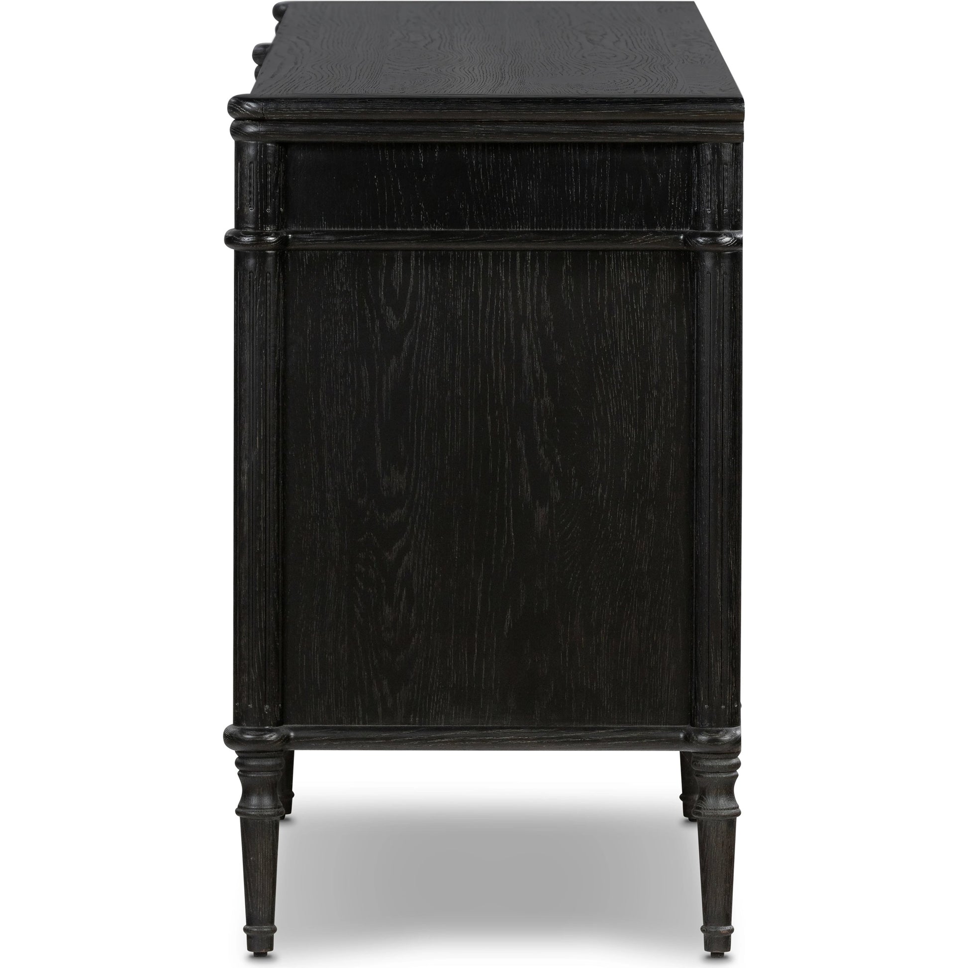 Toulouse Sideboard by Four Hands in distressed black. Made from oak veneer, solid oak, zinc alloy in a modern style.