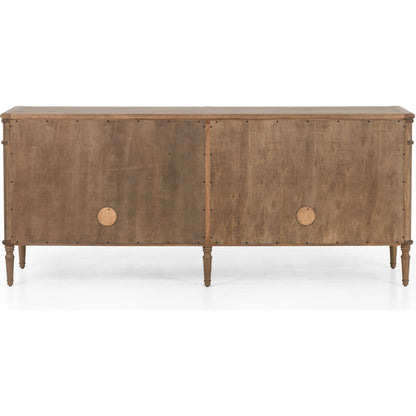 Toulouse Sideboard by Four Hands in distressed black. Made from oak veneer, solid oak, zinc alloy in a modern style.