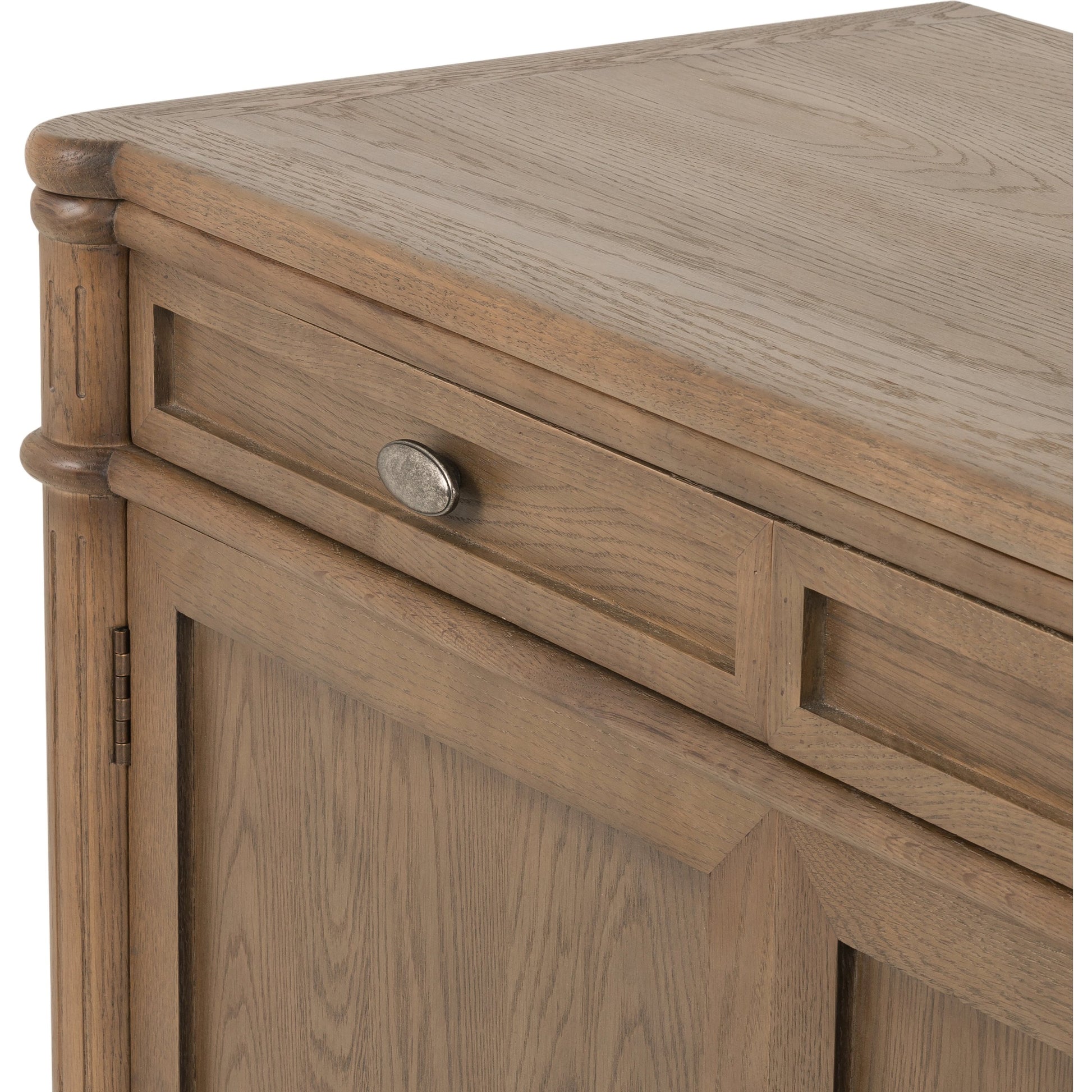 Toulouse Sideboard by Four Hands in distressed black. Made from oak veneer, solid oak, zinc alloy in a modern style.