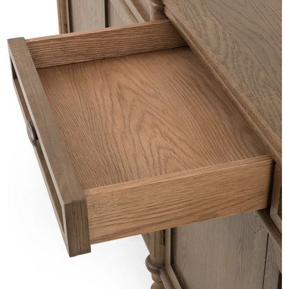 Toulouse Sideboard by Four Hands in distressed black. Made from oak veneer, solid oak, zinc alloy in a modern style.