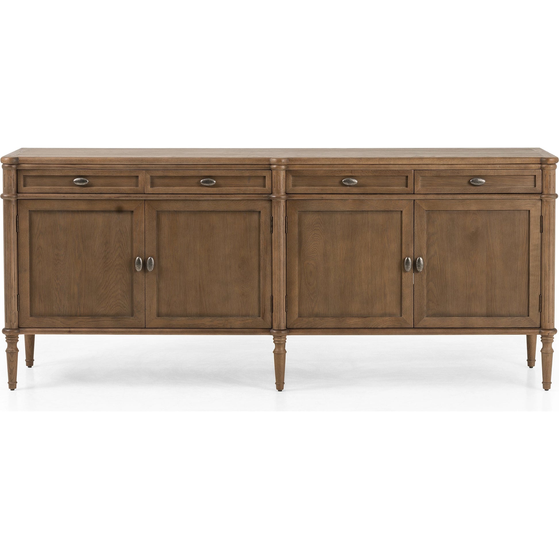 Toulouse Sideboard by Four Hands in distressed black. Made from oak veneer, solid oak, zinc alloy in a modern style.