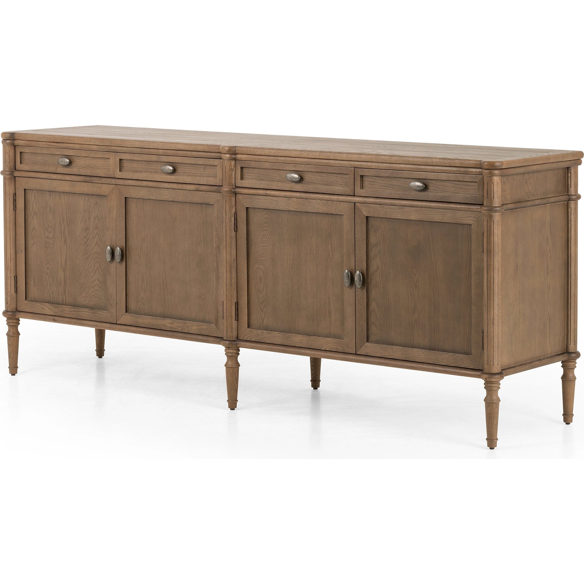 Toulouse Sideboard by Four Hands in distressed black. Made from oak veneer, solid oak, zinc alloy in a modern style.