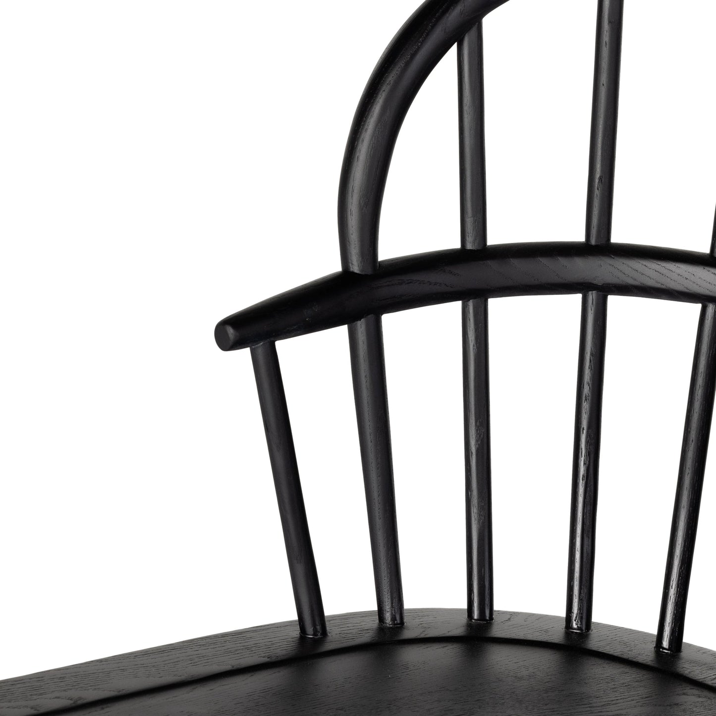 016 SI-1977213 | Closeup | Connor Dining Chair by Four Hands in black ash. Made from solid ash in a traditional style.