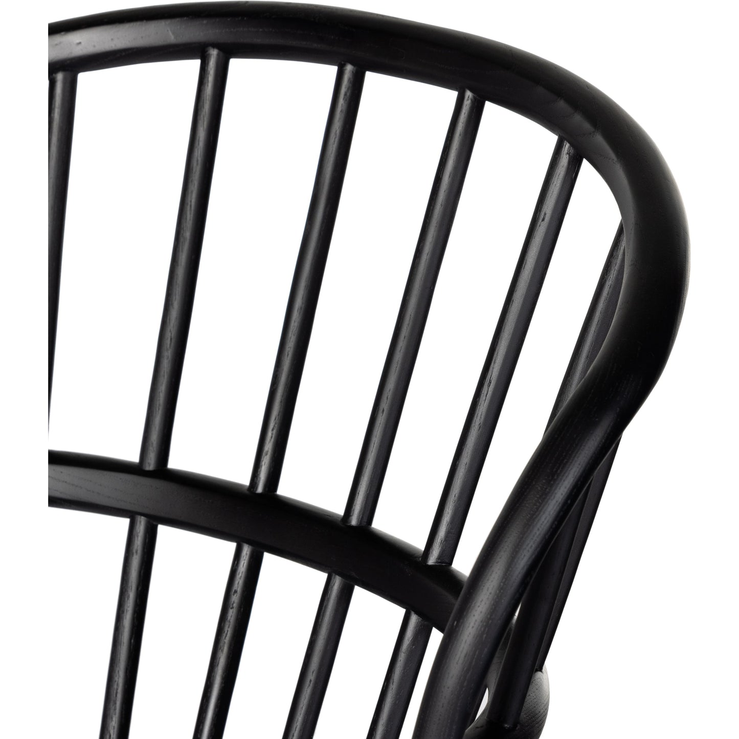 018 SI-1977213 | Closeup | Connor Dining Chair by Four Hands in black ash. Made from solid ash in a traditional style.