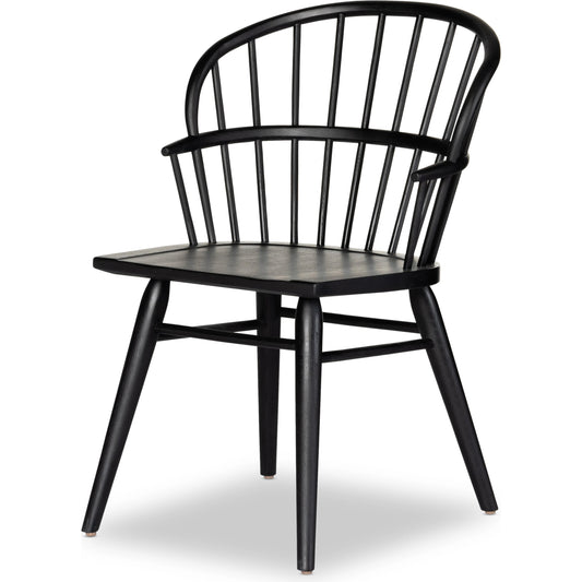 Connor Dining Chair by Four Hands in black ash. Made from solid ash in a traditional style.